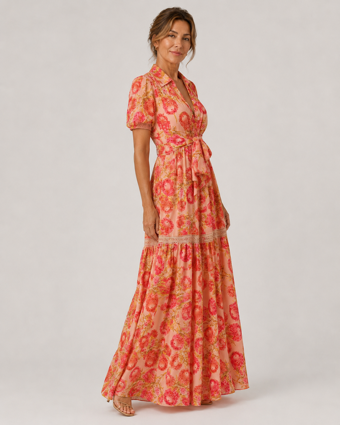 Mónica Vestido Maxi Camisero Floral