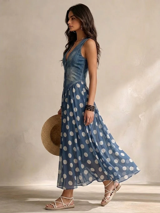Jasmina Vestido midi de mezclilla