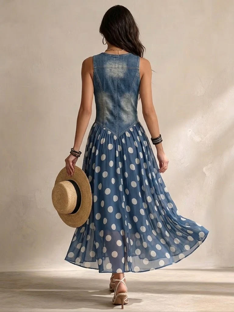 Jasmina Vestido midi de mezclilla
