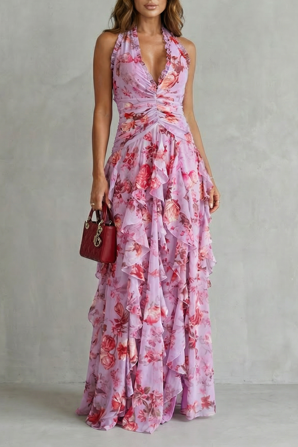 Robe Longue Élégante à Col Halter - Maison Claire et Sylvie