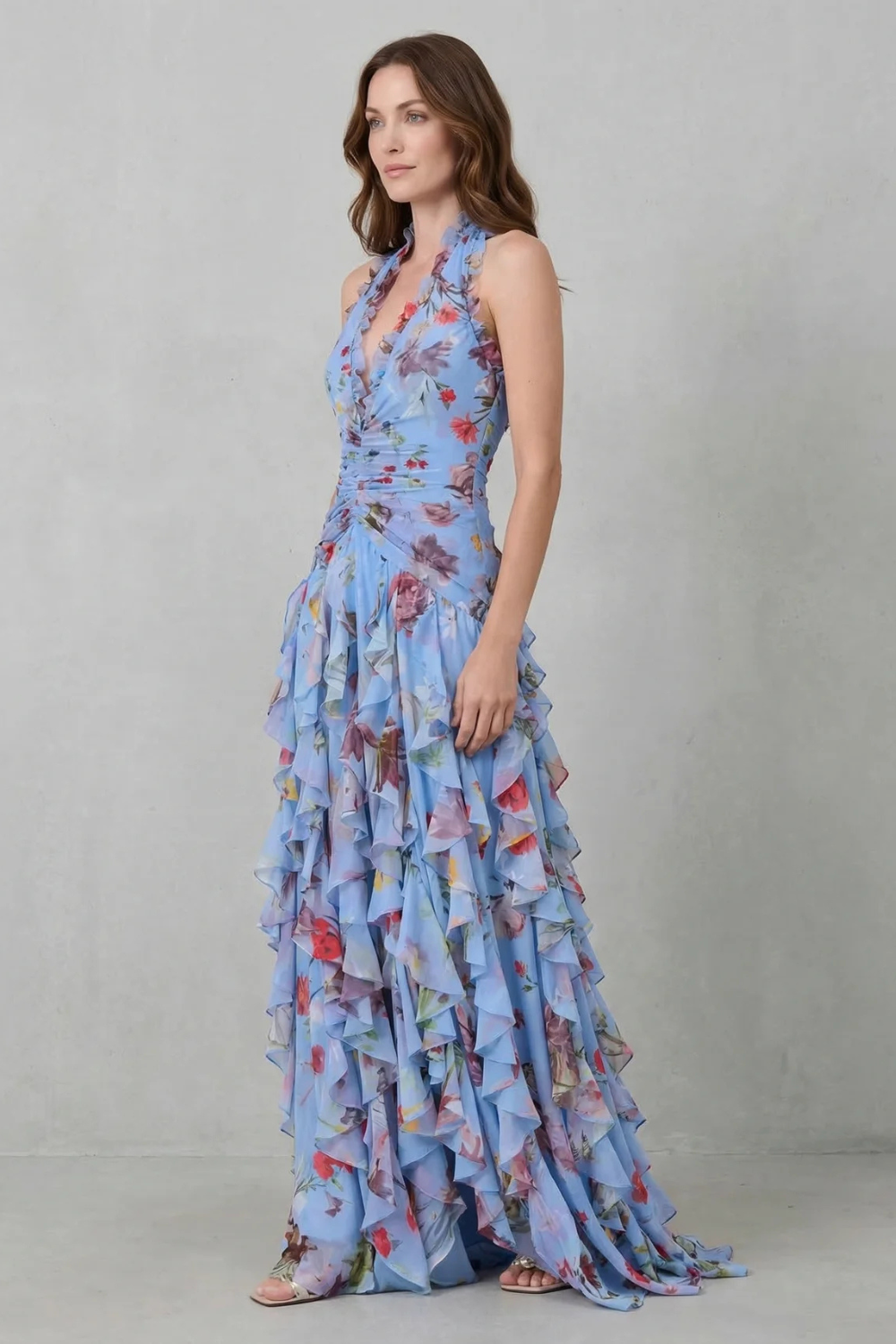 Robe Longue Élégante à Col Halter - Maison Claire et Sylvie