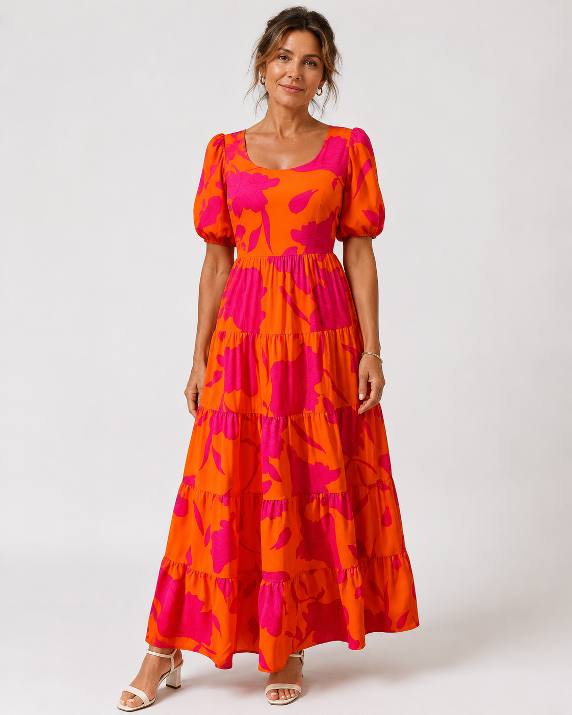 Saray Vestido Maxi Estampado Bicolor