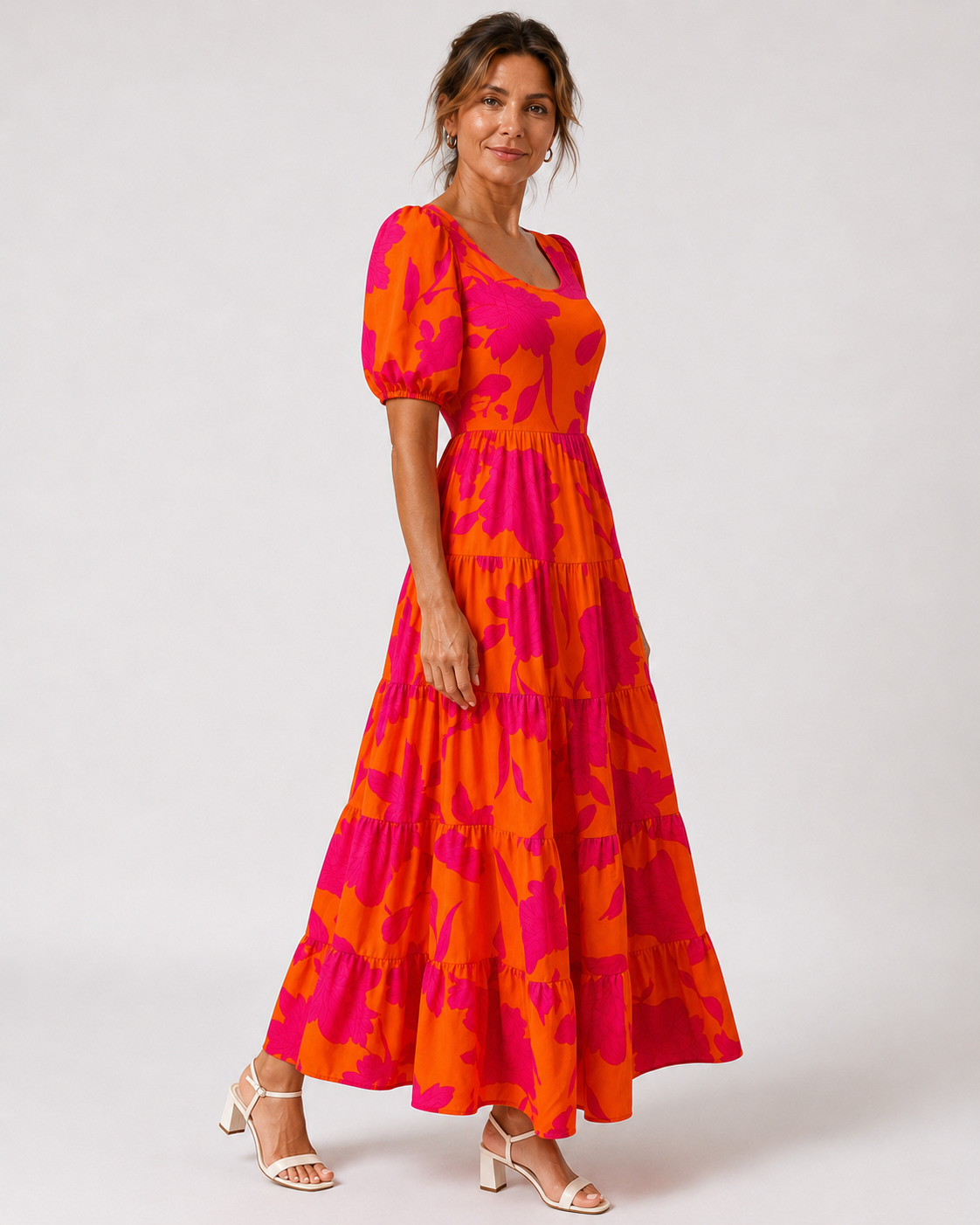 Saray Vestido Maxi Estampado Bicolor