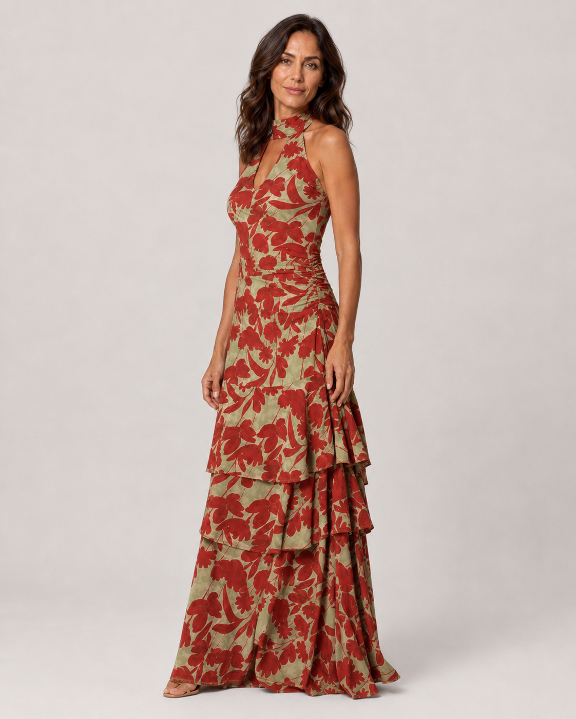 Amara Vestido Maxi Floral Escalonado