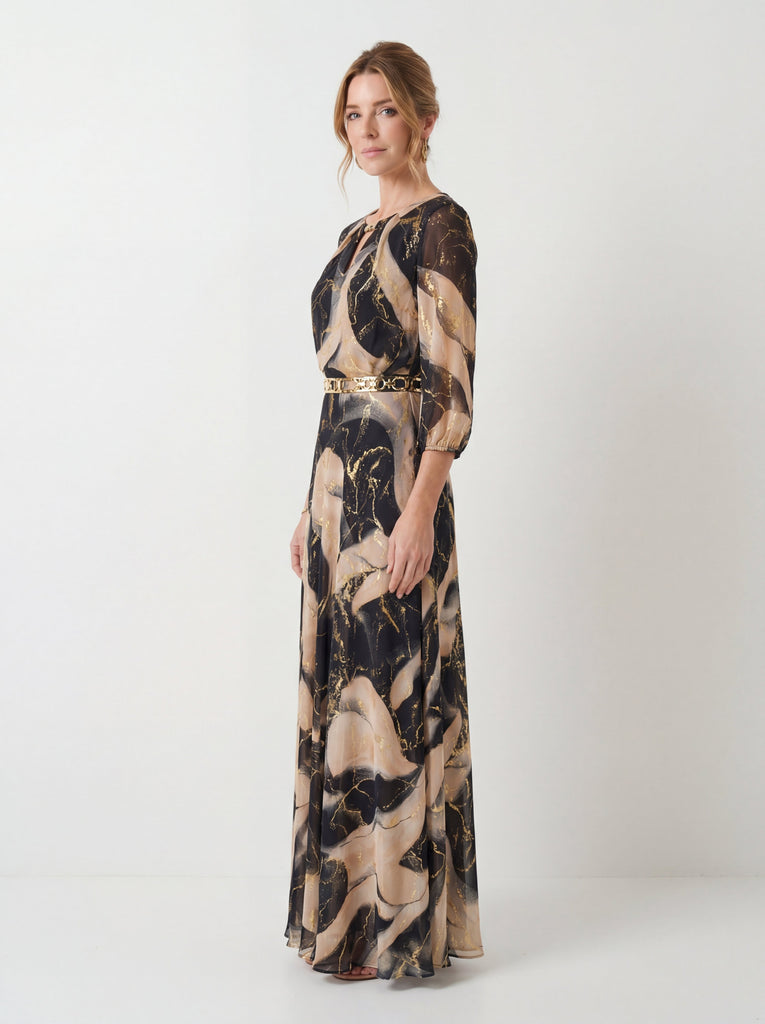 Robe en Gaze Imprimée - Élégance et Sophistication