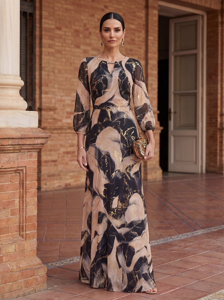 Robe en Gaze Imprimée - Élégance et Sophistication