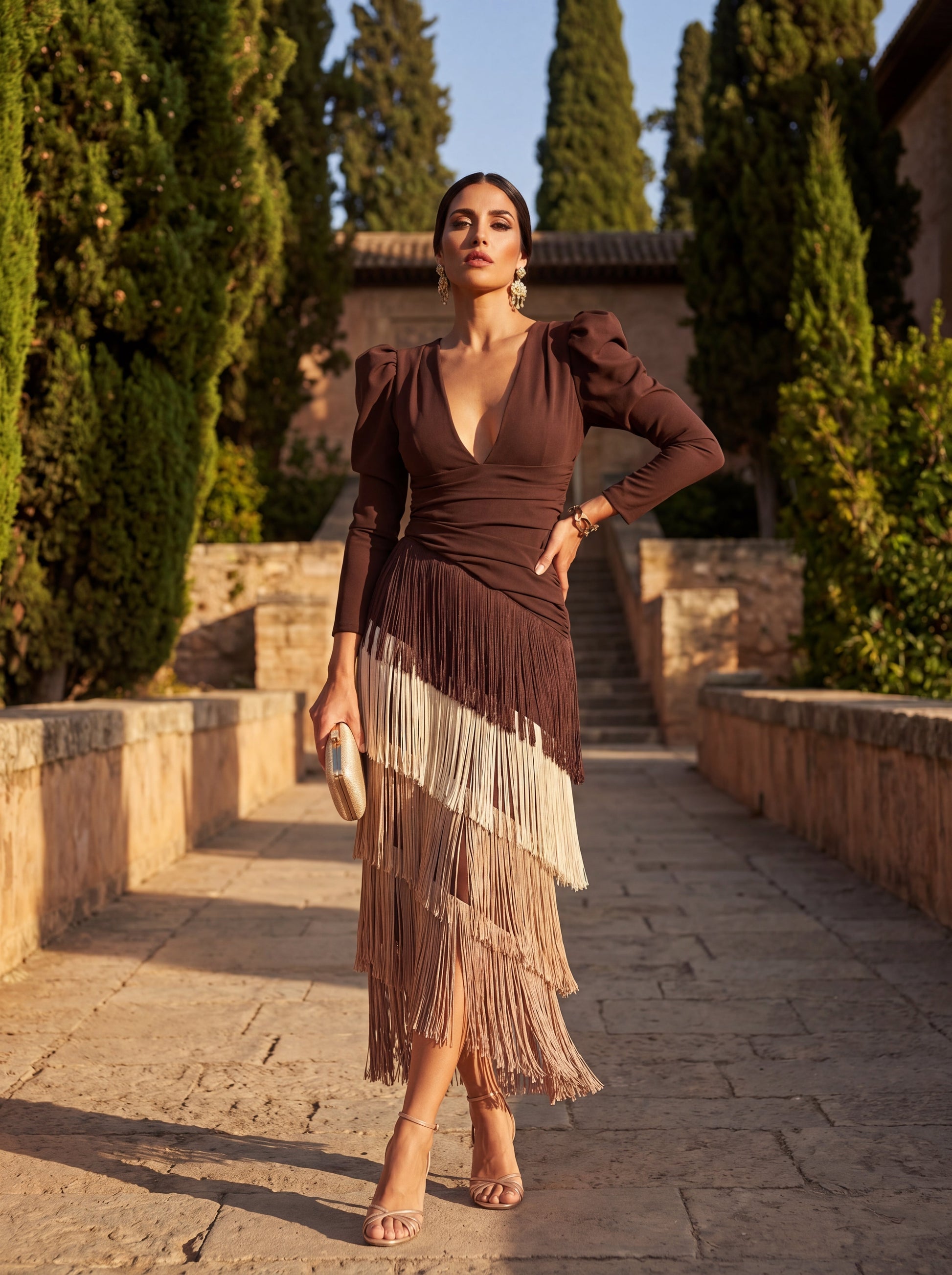 Robe Évasée en Franges Élégantes - Maison Claire et Sylvie