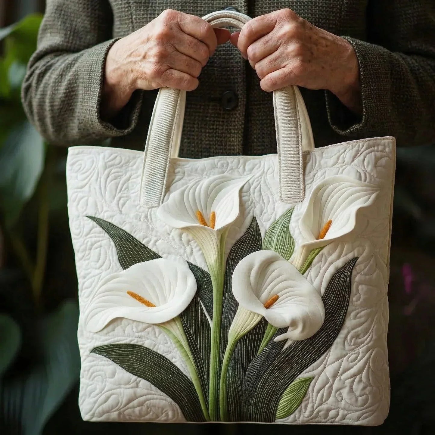 Bolso Artesanal - Lirios Blancos
